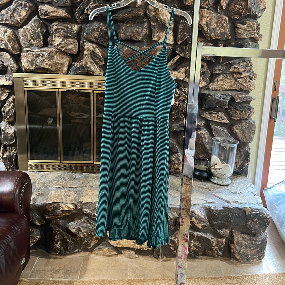 SO NWT Green/Navy Skater Dress
